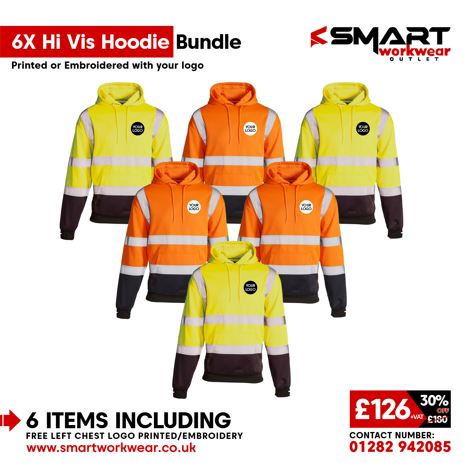6 x HI VIS HOODIE BUNDLE