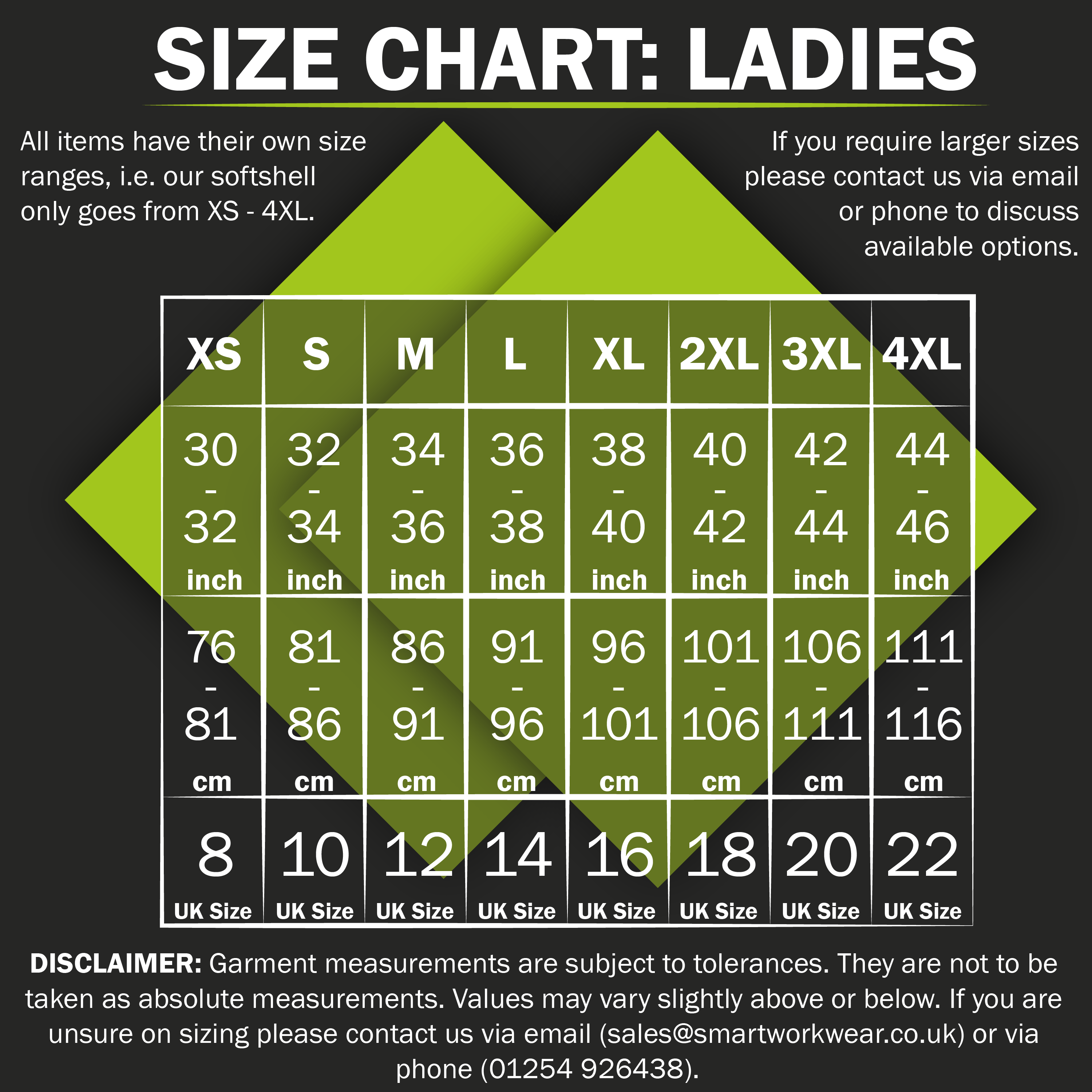Size Chart Ladies