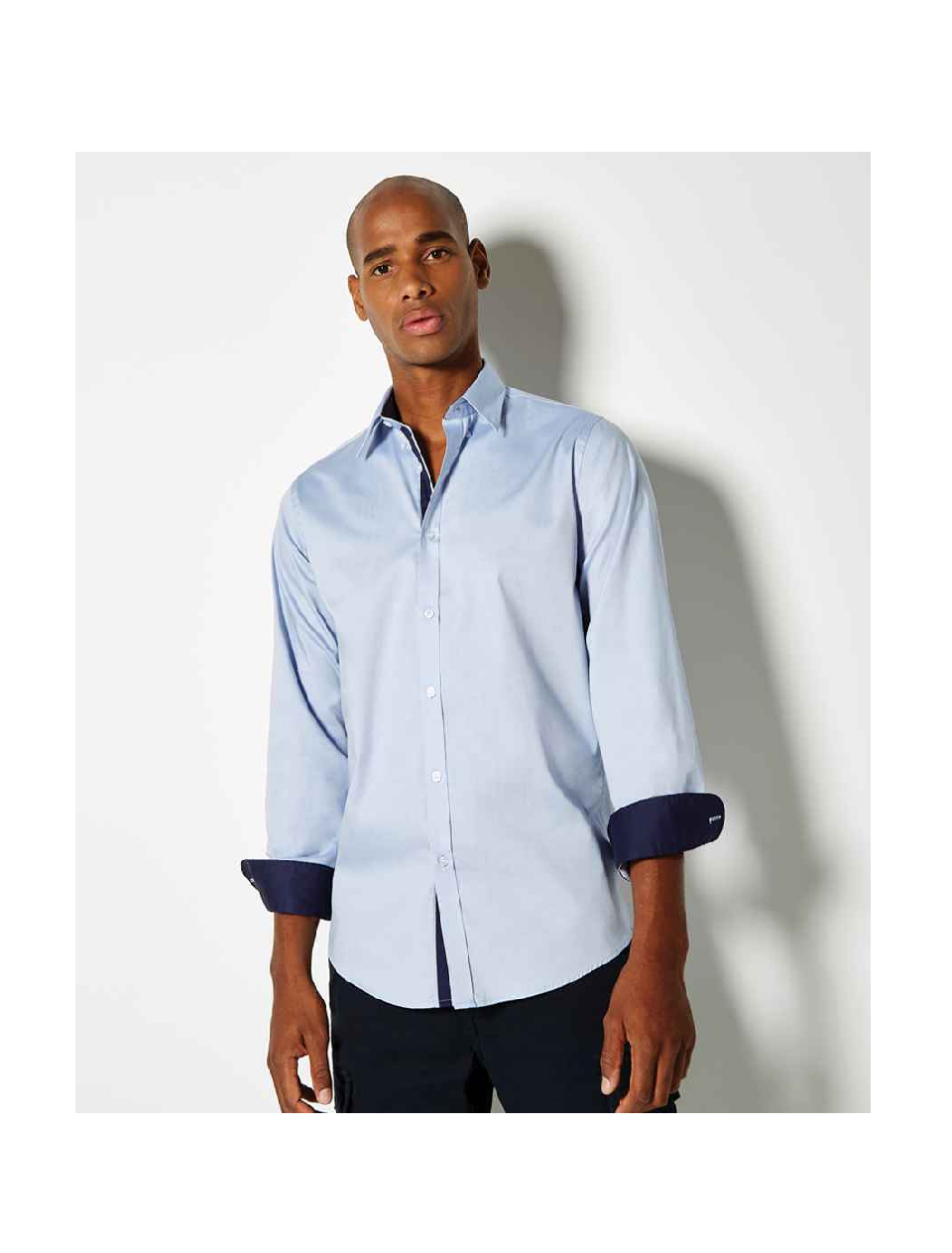 Kustom Kit Premium Long Sleeve Contrast Tailored Oxford Shirt
